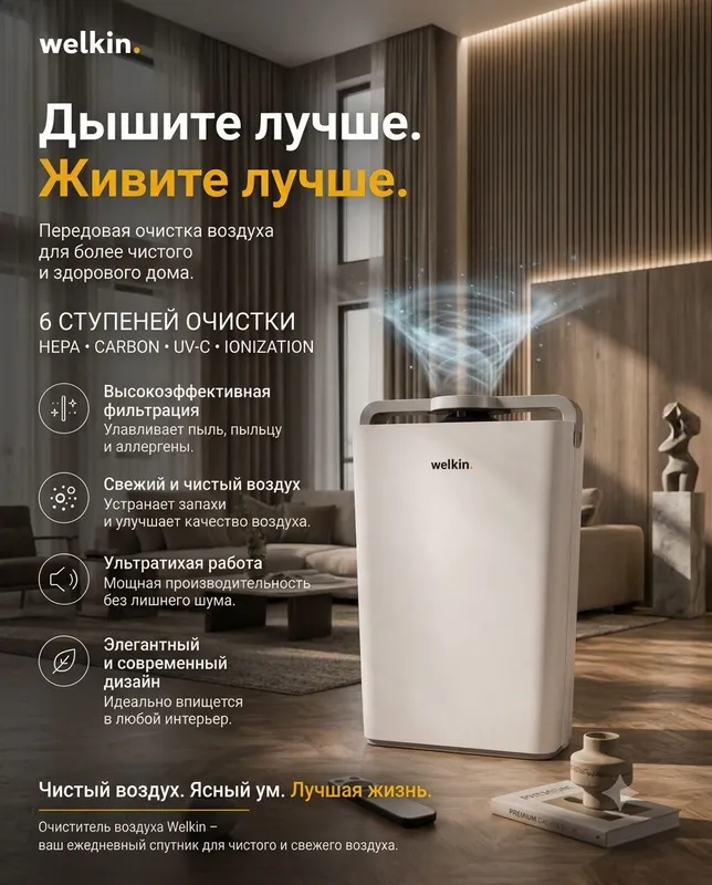 Очиститель воздуха Welkin K08-A + UV / HEPA фильтр 4