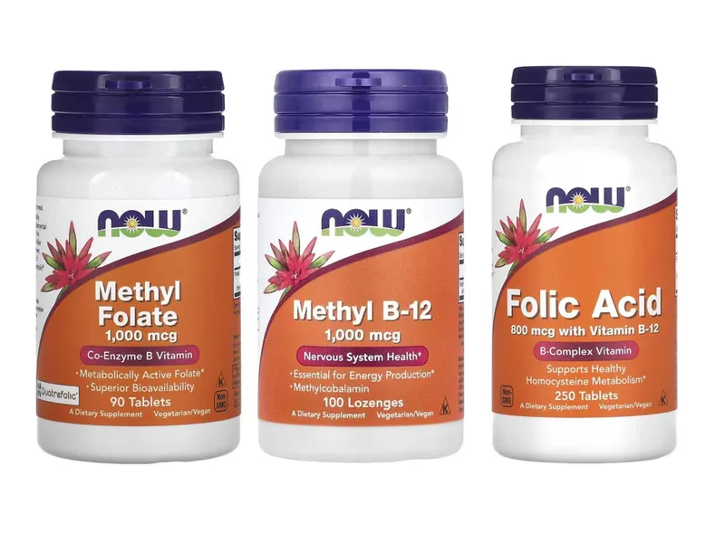 NOW Foods Folic Acid Methyl Folate Methyl B-12 foliy kislotasi 1 NOW Foods Folic Acid Methyl Folate Methyl B-12 foliy kislotasi 1