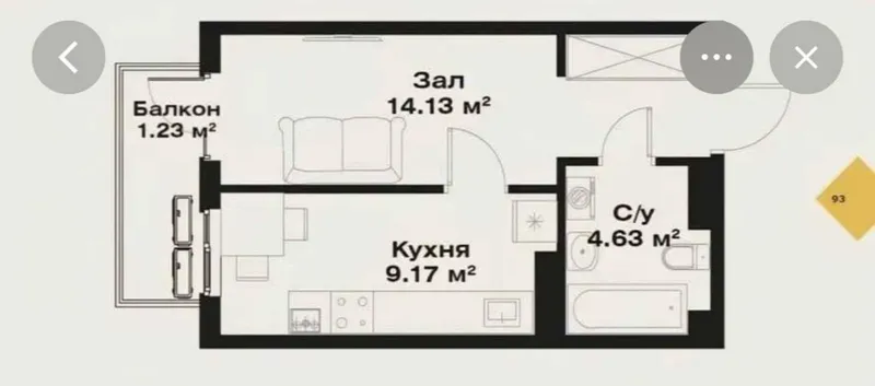 1 xonali kvartira, 30 m2, Mirobod 1