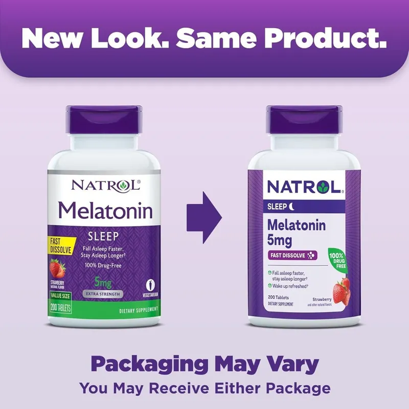 Melatonin 5mg NATROL, мелатонин 250 жевательных таблеток