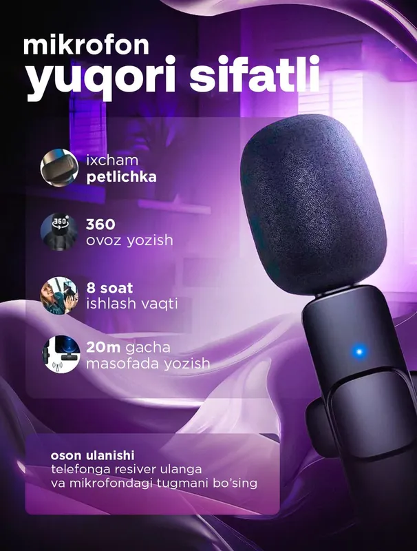 Android smartfonlar uchun K11 simsiz mikrofon 2 Android smartfonlar uchun K11 simsiz mikrofon 2