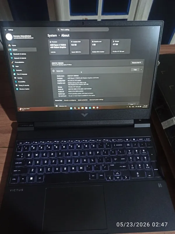 HP Victus Gaming / Ryzen 5 / 16GB RAM / RTX 2050 (Ideal) — фото 1