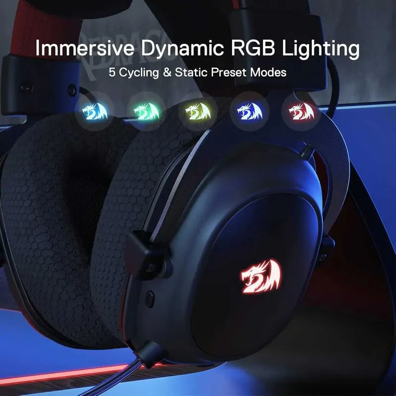 Игровые наушники Redragon H510 Zeus PRO 3вида подключения звук7.1 — фото 6
