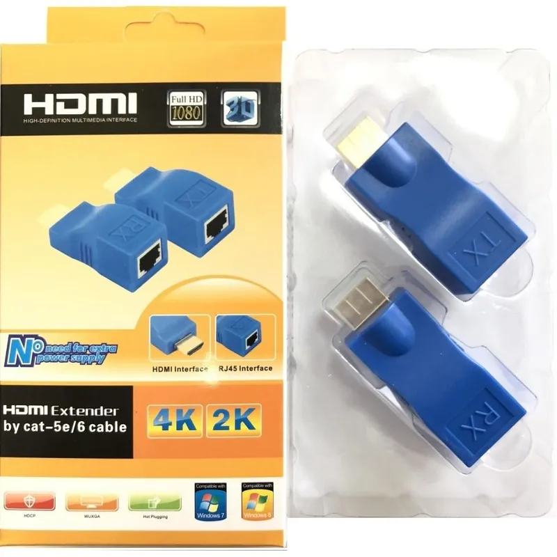 Удлинитель видео сигнала HDMI по витой паре RJ45 до 30 метров, Extende