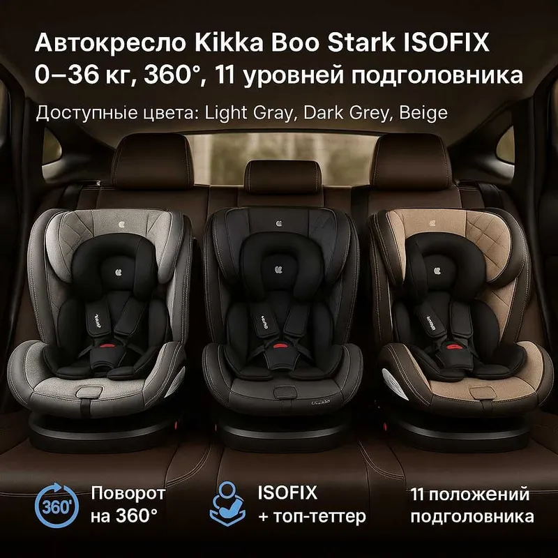 Автокресла Kikka Boo i-Roll и Stark ISOFIX,0–36 кг и 40–150 см 3 цвета — фото 1 Автокресла Kikka Boo i-Roll и Stark ISOFIX,0–36 кг и 40–150 см 3 цвета — фото 1