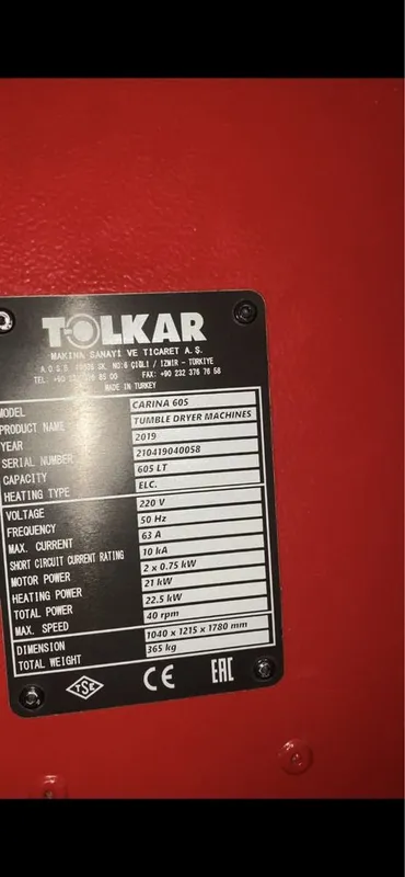 Сушильная машина Турция Tolkar Carina 605 40kg прачечной и гостиниц — фото 2