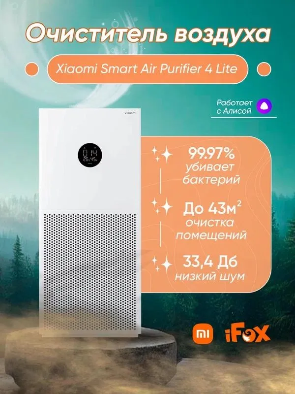 Очиститель воздуха Xiaomi Smart Air Purifier 4 lite , угольный, 43м² — фото 3