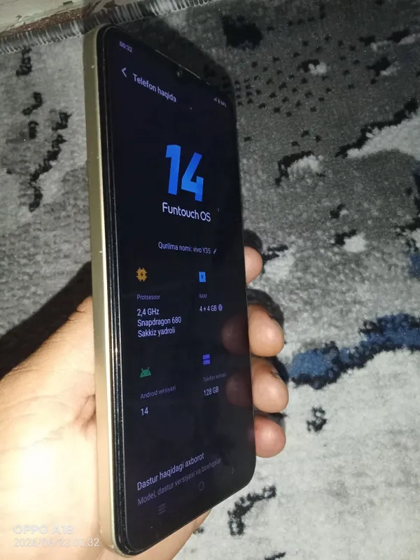 VIVO Y35 14FUNTOUCH OS Android versiyasi 14 — фото 2