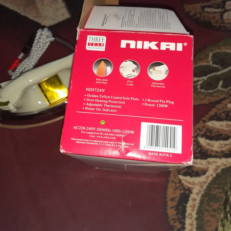 Утюг Nikai 1200 Вт, 724N, новый, не использовался 3