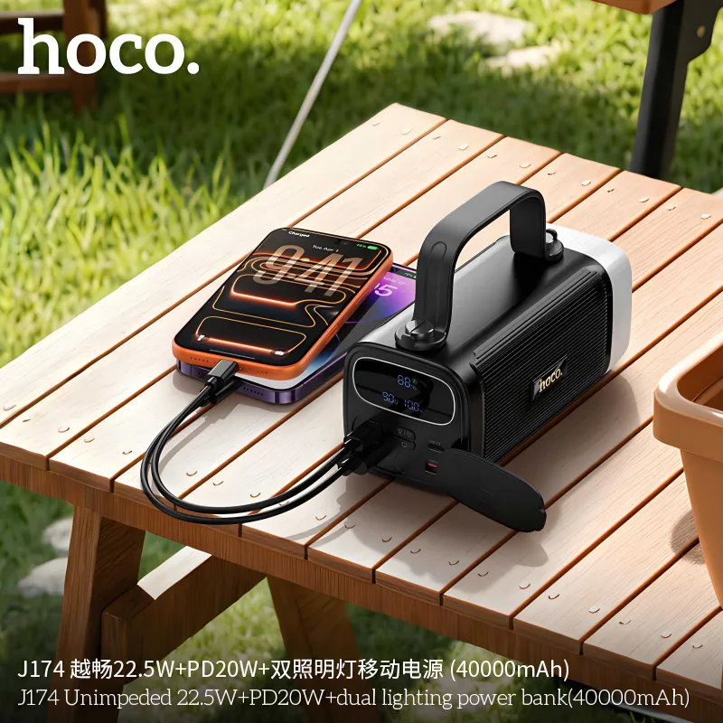 Hoco J174 Led фонарём Power Bank 40000mAh 22.5W+PD20W For iPhone 17 — фото 1