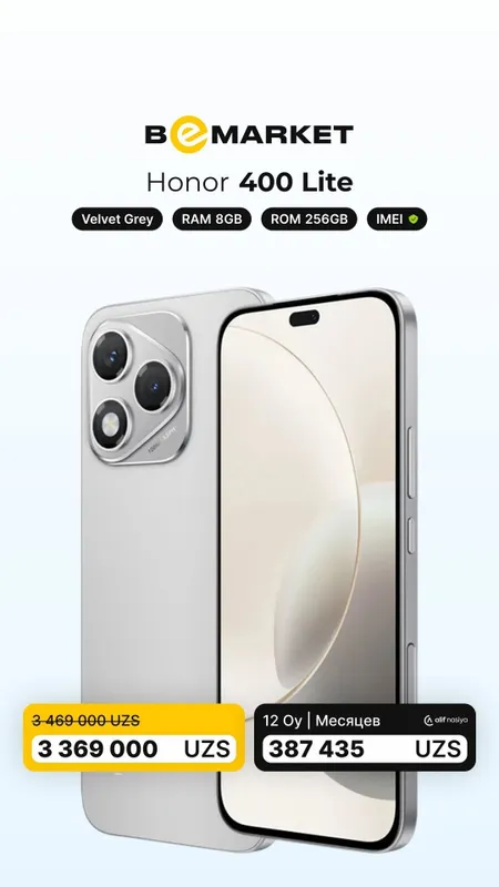 honor 400 lite 8/256 yangi sotiladi