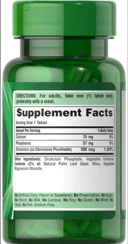 Puritan's Pride Chromium Picolinate 500 mcg — фото 1