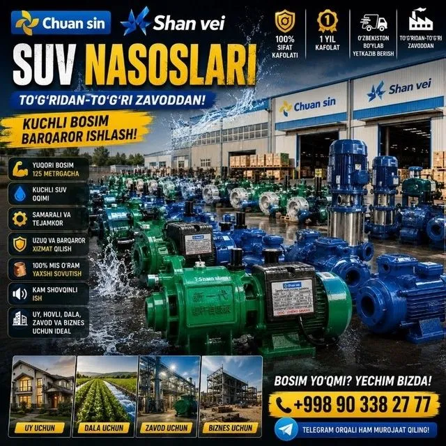 Suv nasos sklat togrida togri ishlab chiqaruvchi