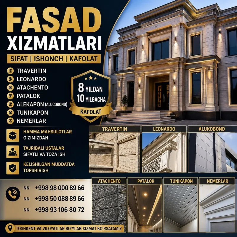 Alyukobond • Tunikapon • Nemerli fasad | Fasad ishlari