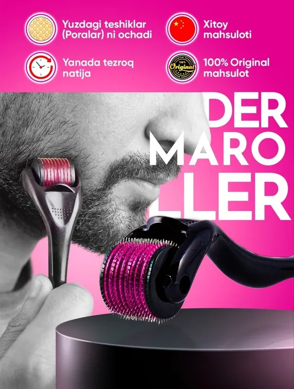 Dermaroller Yuz va tana uchun soch va soqol o'sishini rag'batlantiradi Dermaroller Yuz va tana uchun soch va soqol o'sishini rag'batlantiradi