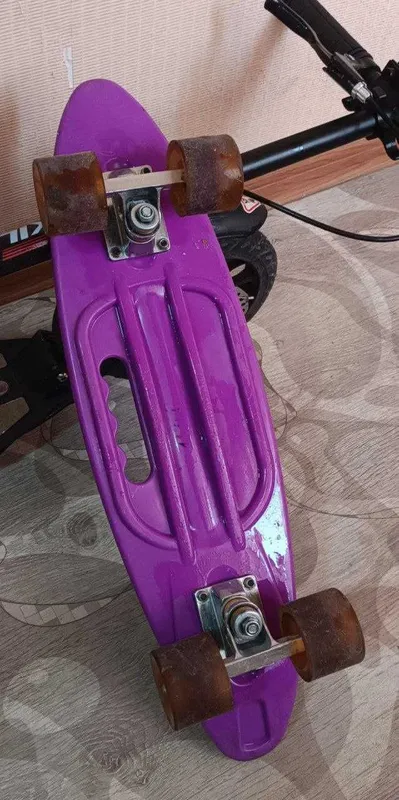 Скейтборд - пенни борд (penny board) со светящимися колесами — фото 2