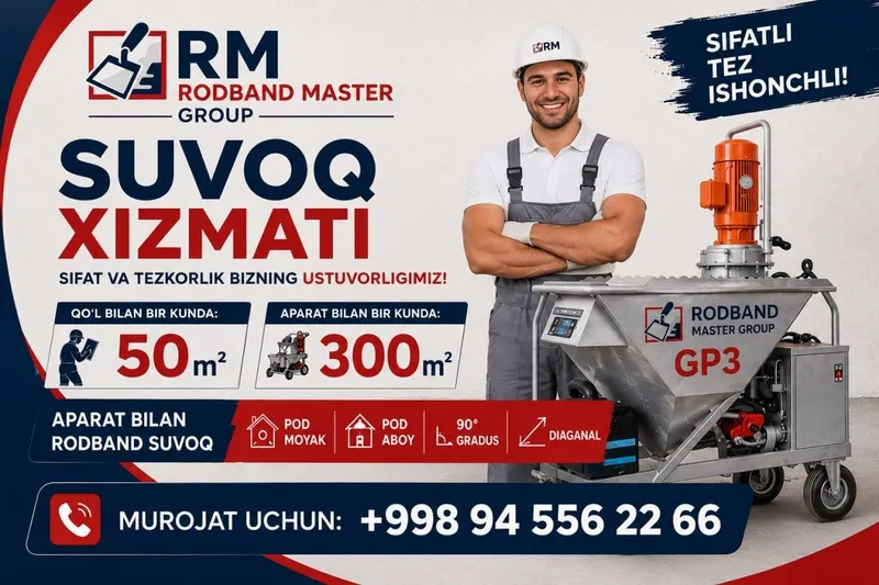 Rodban suvoq xizmati. Shtukaturka tez sifatli hamyonbop — фото 1