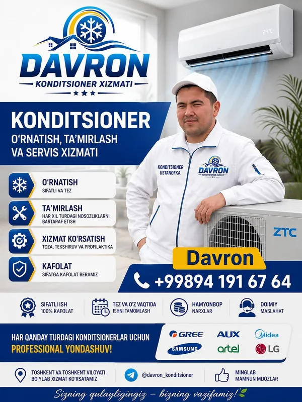 Kondisioner ustanofka qilamiz