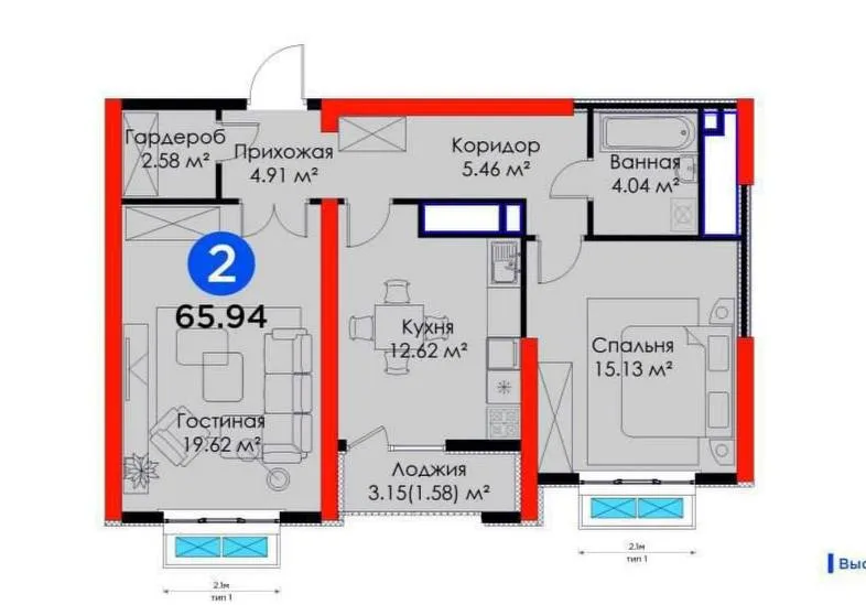 3-комнатная квартира, 69 м², Чиланзар 10 3-комнатная квартира, 69 м², Чиланзар 10