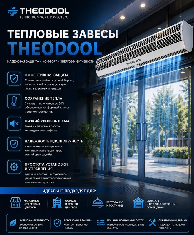 Тепловые завесы THEODOOR 380В 1,5/1,8/2,0м