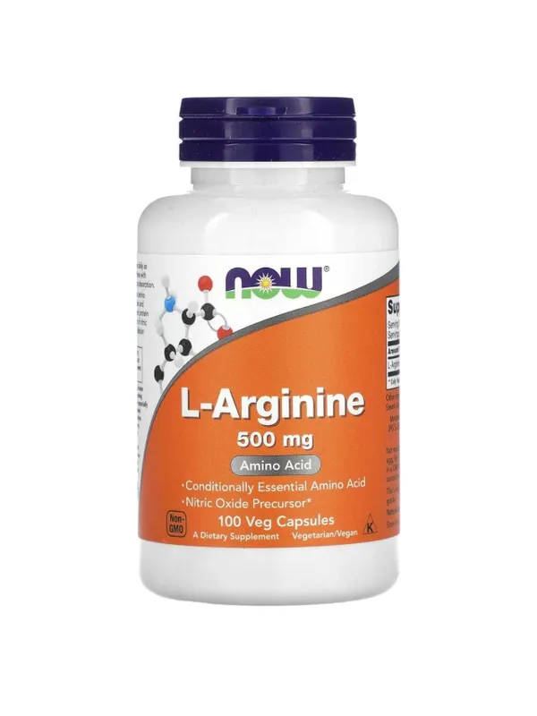 NOW Foods L-Arginine 500 mg, 100 Vegetarian Capsules