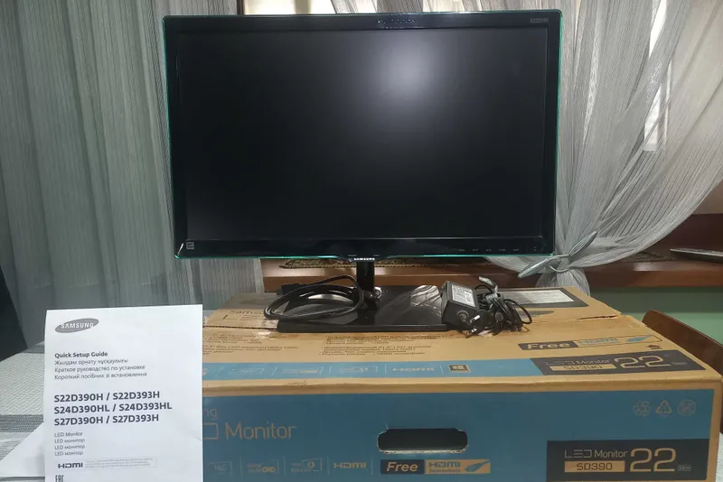 Samsung 22" monitori (Full HD, HDMI), ideal holatda, to‘liq komplekt. 2