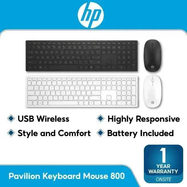 HP Pavilion Wireless Keyboard and Mouse 800 Rus ( White) (Black)