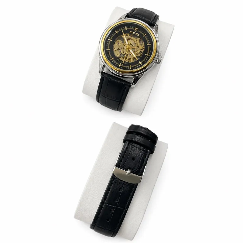 Элегантные часы Rolex Скелетон на кожаном ремешке — фото 2