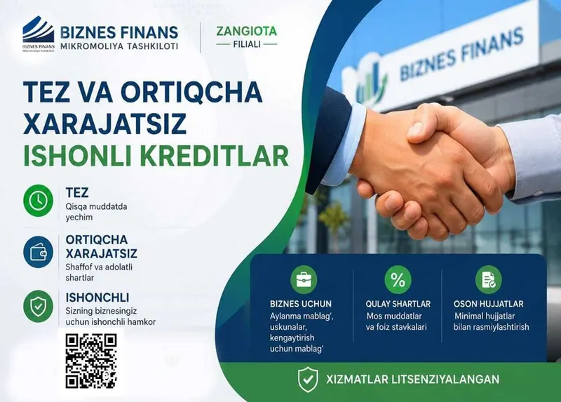 Ортиқча харажатсиз, банксиз ишончли кредитлар