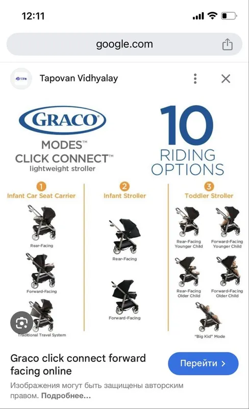 Коляска и автокресло Graco Click Connect 3 in 1 — фото 3