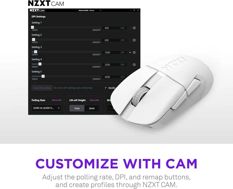 Gaming Mouse - NZXT Lift Elite Wireless Black/White Беспроводная мышка — фото 6