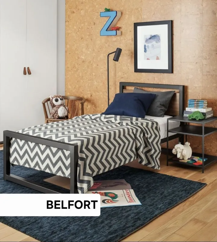 Односпальная кровать БЕЛФОРТ, 90×200, матрас, Kravat, bir kishili loft