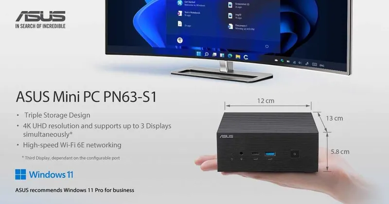 Asus Mini PC PN63-S1 Core i7-11370H, 16 GB operativ xotira, 512 GB SSD 1 Asus Mini PC PN63-S1 Core i7-11370H, 16 GB operativ xotira, 512 GB SSD 1