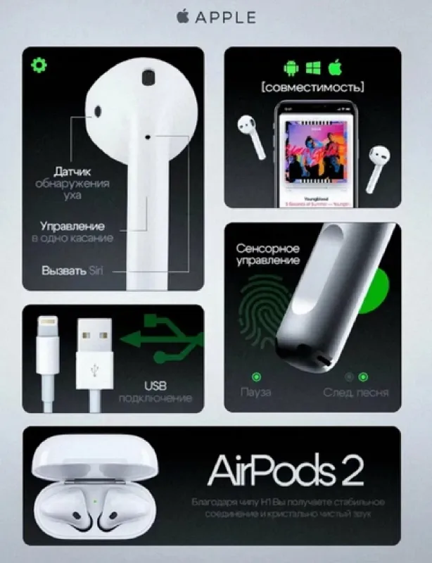 Simsiz quloqchin AirPods 2, AirPods Pro 2 — фото 3