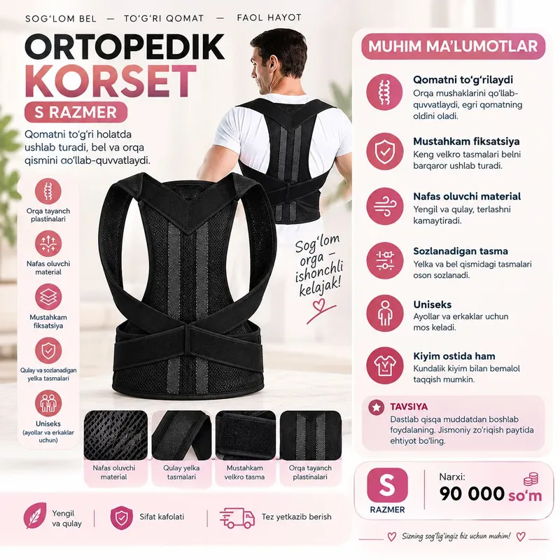 Ortopedik qomatni to‘g‘rilovchi korset Ortopedik qomatni to‘g‘rilovchi korset