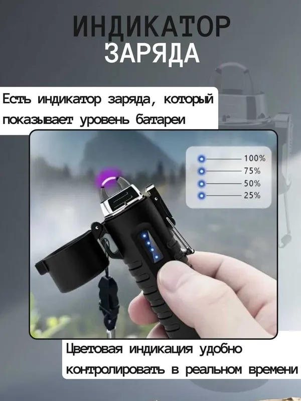 Зажигалка электронная дуговая с фонариком, и функцией SOS, USB зарядка 4 Зажигалка электронная дуговая с фонариком, и функцией SOS, USB зарядка 4