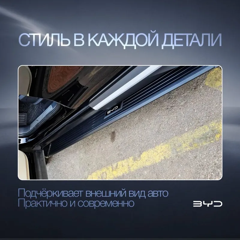 Премиальные пороги (подножки) /parog/zina для BYD Champion EV / DM-i — фото 1