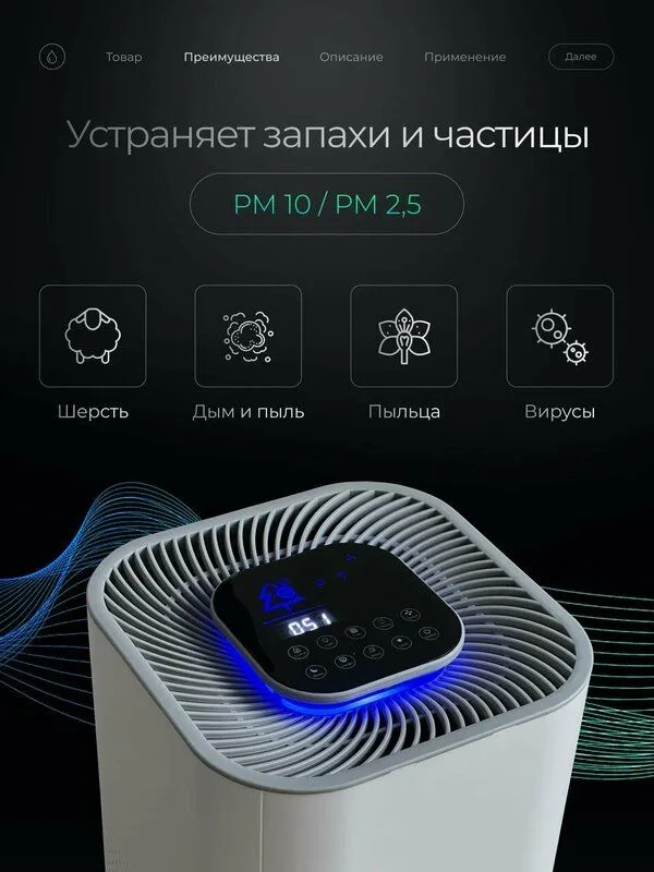 Очиститель ионизатор воздуха для дома, воздухоочиститель от пыли — фото 1