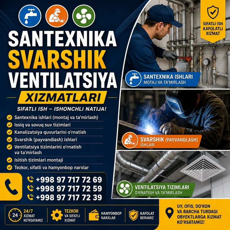 Santexnika xizmati sifatli va xamyonbob narxlarda Santexnika xizmati sifatli va xamyonbob narxlarda