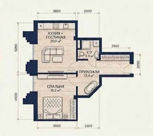 Продаётся 2-комнатная квартира в ЖК SAPPHIRE TERRACE (Мирабадский район) 2