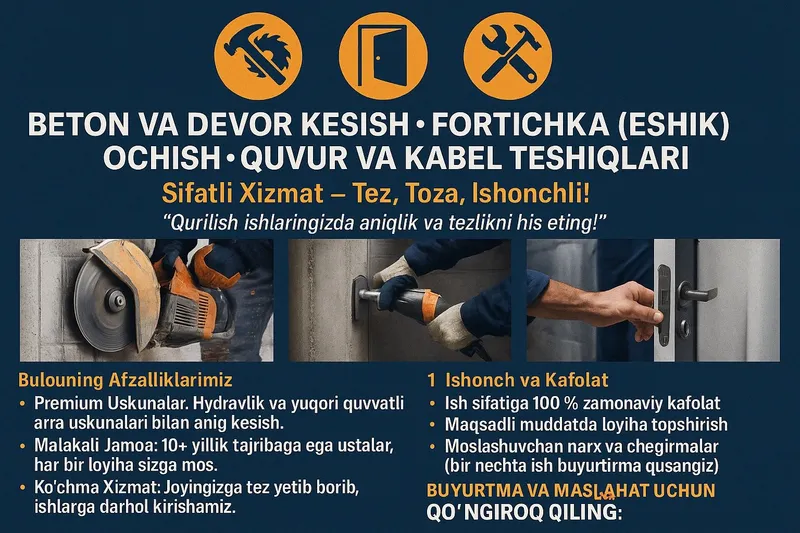 АЛМАЗНОЕ ВУРЕНИЯ Одбойный молоток Beton kesish teshish xizmatlari. — фото 1