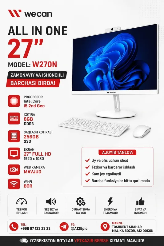 Wecan 27Monoblok i5 8ga 256gb