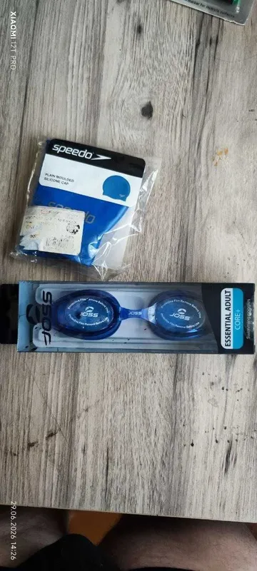 Комплект новые синие очки для плавания и шапка для плавания speedo 2