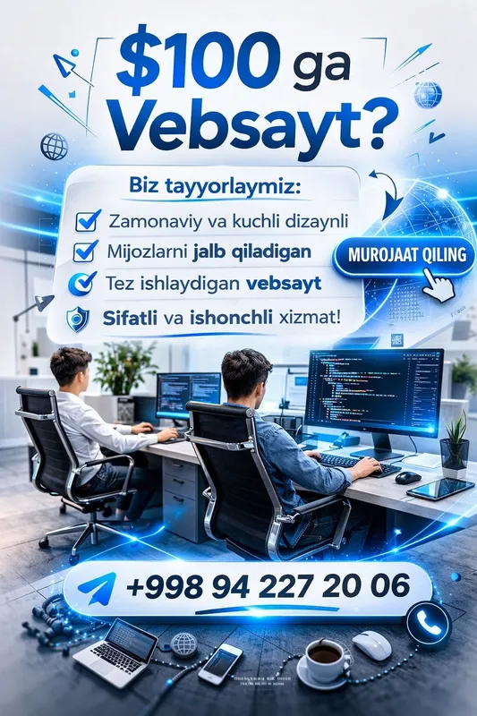 Разработка веб-сайтов / web-sayt yaratish/ telegram bot / mobil ilova