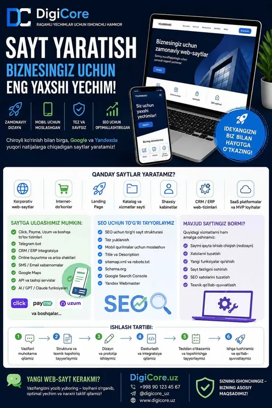 Sayt yaratish | Web sayt | Internet do‘kon | SEO Sayt yaratish | Web sayt | Internet do‘kon | SEO