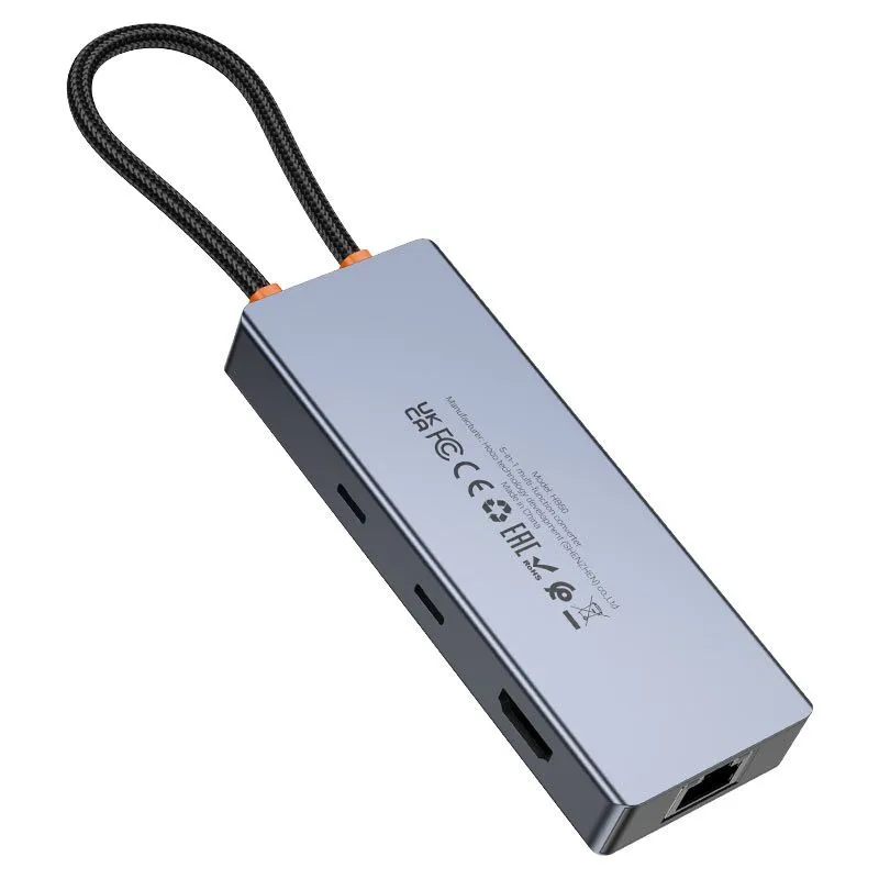Hoco HB52 Hub Wow 8-в-1 HDMI 4K 60Hz,PD 100W, USB 3.0 5Gbps,RJ45,SD/TF — фото 7