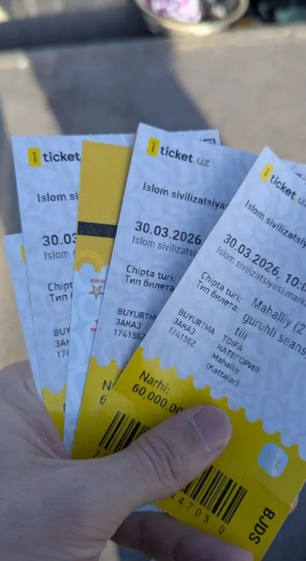 Islom sivilizatsiyasi markaziga chiptalar bor