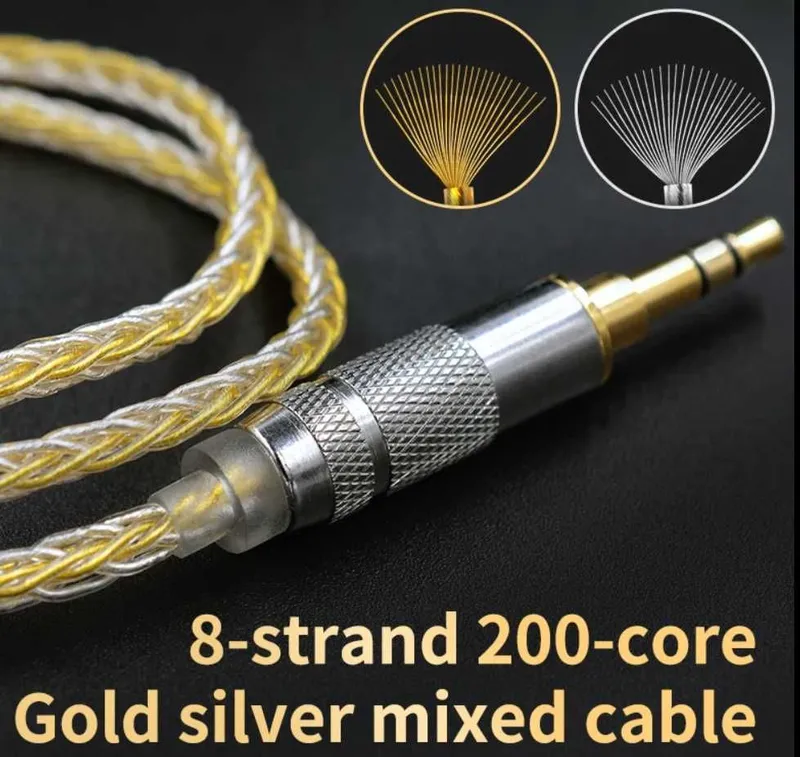 Новый запечатанный 8жил Gold Silver Mixed кабель для наушников KZ и др — фото 2