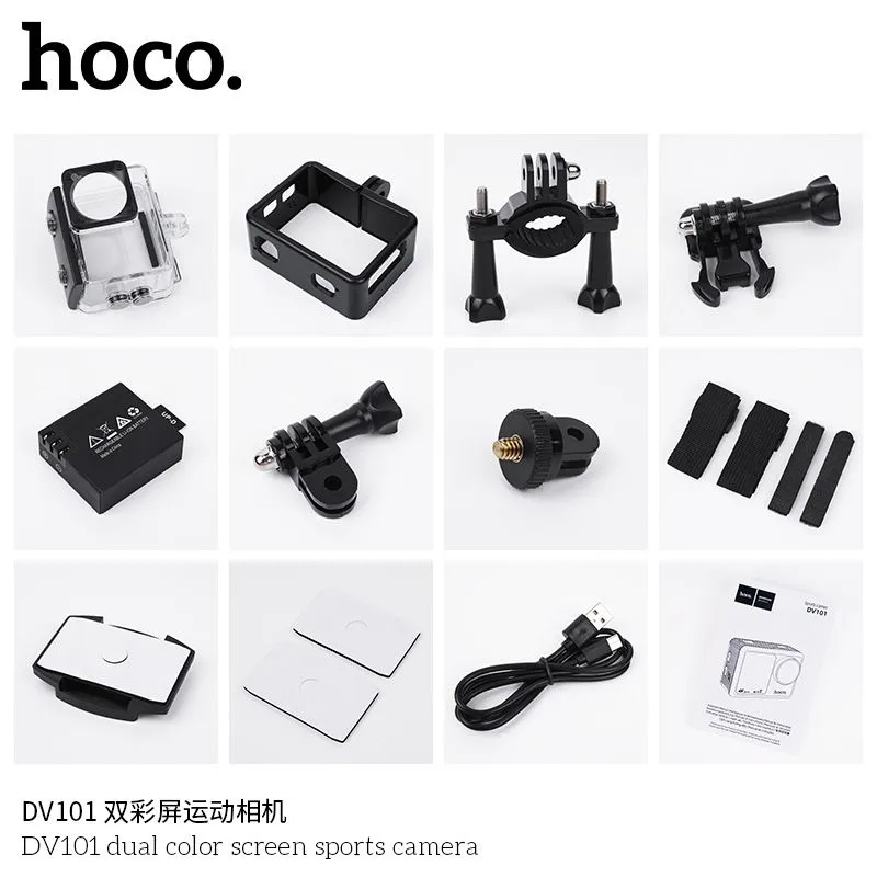 Экшн камера Full 4K Hoco DV101 900mah 3840 х 2160Р sport camera — фото 3