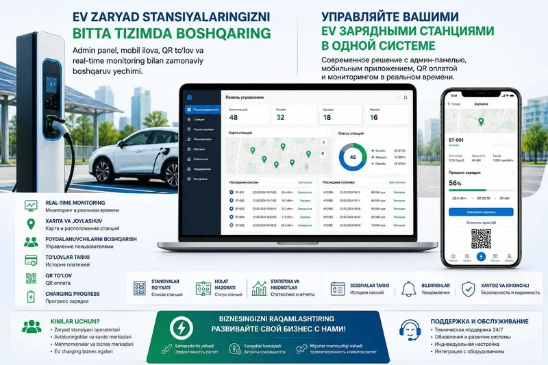 EV zaryad stansiyalari uchun boshqaruv dasturi